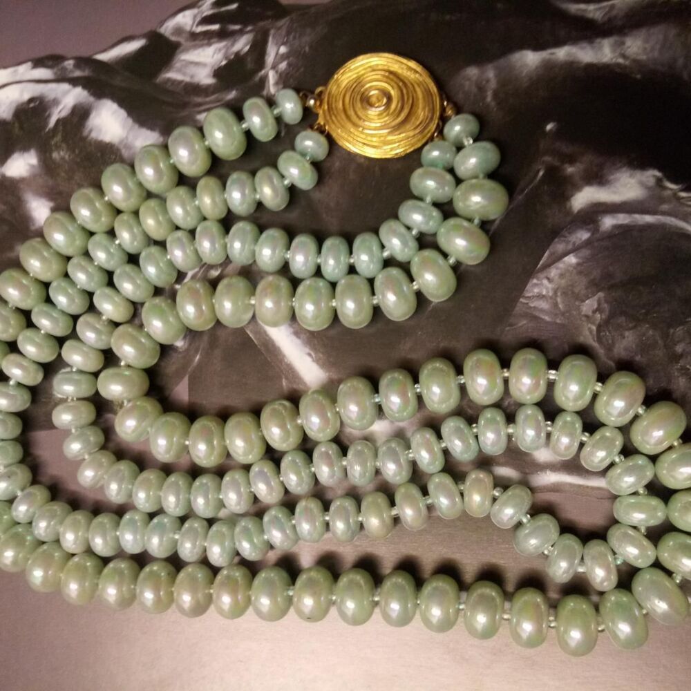 Stunning Castlecliff Iridescent Glass Bead 2-Strand Vintage Necklace